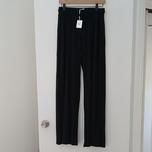 Splendid Black Ribbed Wide Leg Pants Size XL Nwt